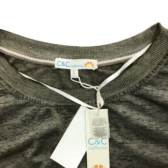 C & C California Women's L Dropped-Shoulder Sweatshirt Bungee Cork Brown NEW $58 - Picture 5 of 5